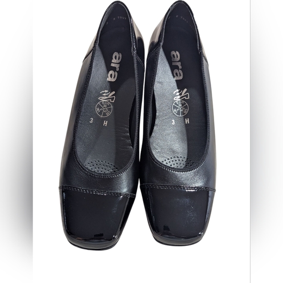 Ara Women's Black Two Tone Matte Patent Leather Dress Shoes Size 5.5 EU  36 GUC - Picture 1 of 8